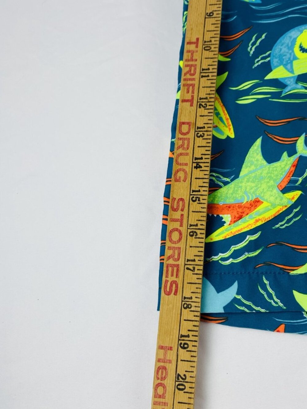 Boys Lands End Shark Print Swim Trunks XL (14-16) Elastic Waist Blue Multicolor - Picture 4 of 9